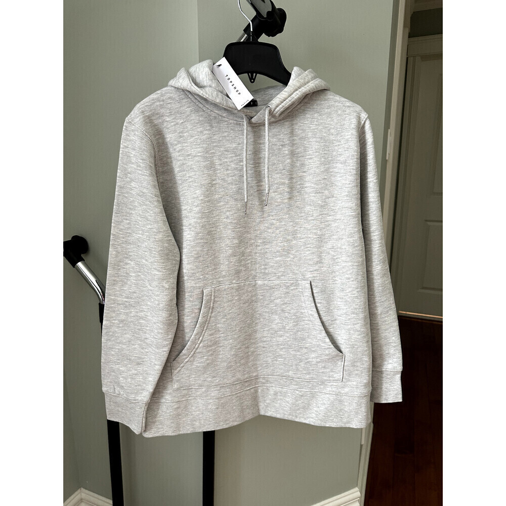 Topshop Women's Relaxed Sweatshirt Hoodie In Grey Size Petite 4-6